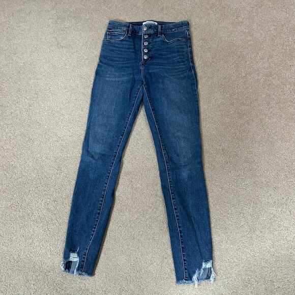 Abercrombie & Fitch High Rise Super Skinny Ankle Jeans Dark Wash Blue Size 26 - Picture 1 of 5